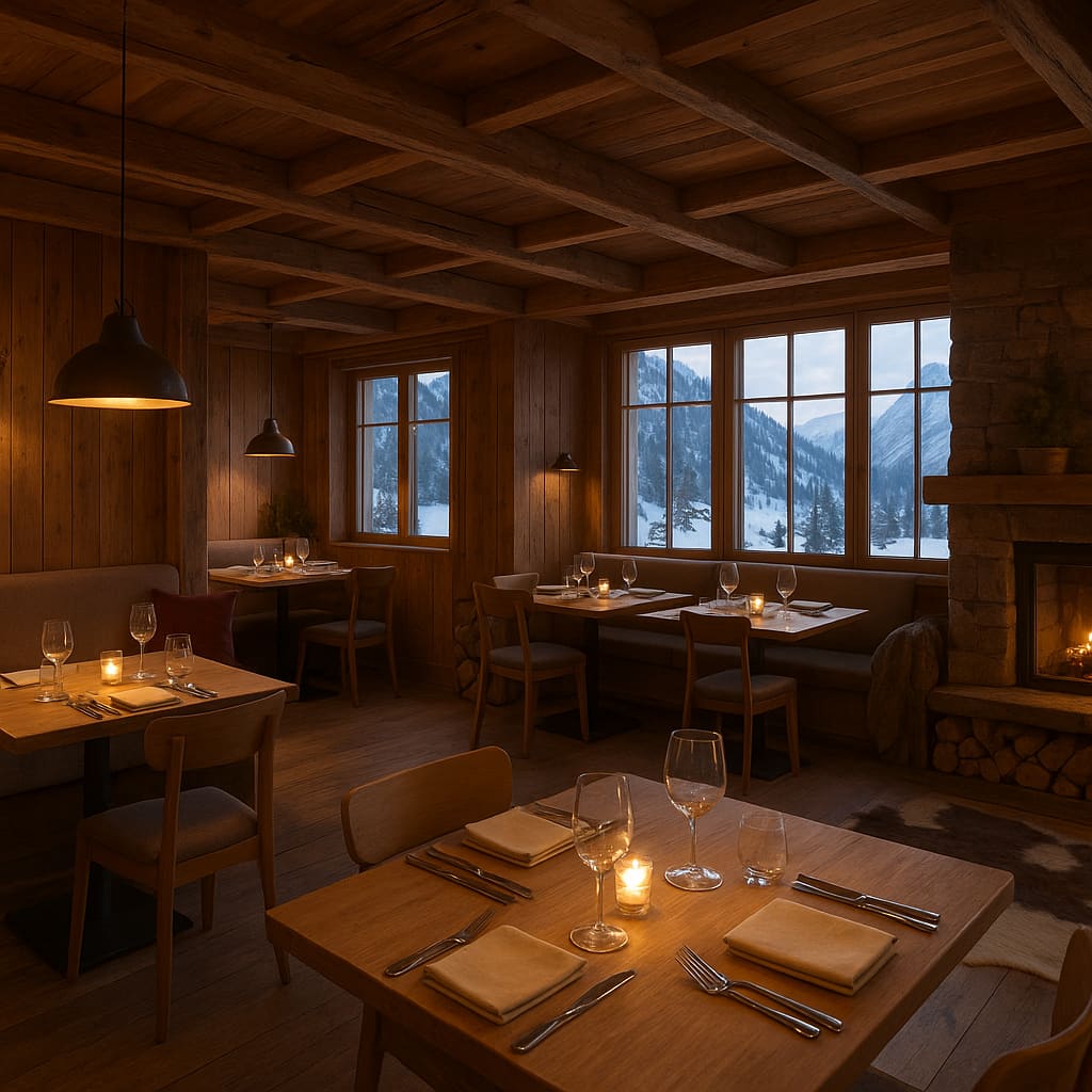 Gemütliches modernes Alpine Bistro Interieur